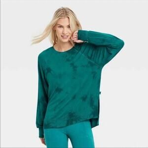 JoyLab Soft, Lightweight Teal Green Blue Tie Dye Sweatshirt Size Small